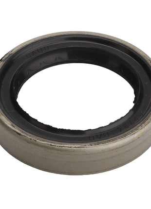 Close-up of the AGCO | Seal - Acw3154110, a circular metallic sealing ring with a black inner rubber component, commonly used in mechanical or automotive applications. Product description information is currently unavailable.