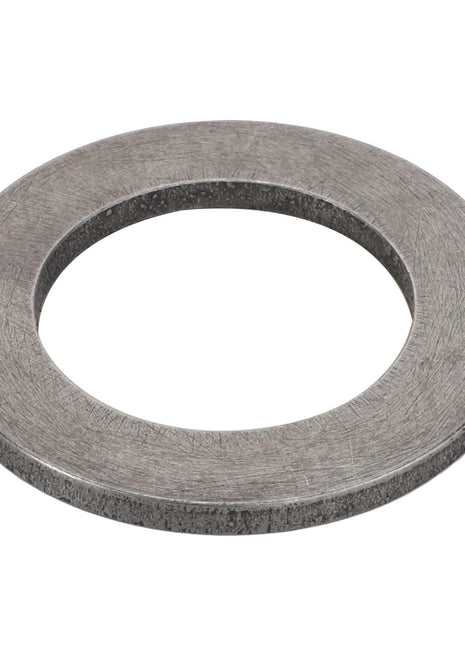 The AGCO | Disc - F178302020322 by AGCO is a sturdy metal washer featuring a perfectly circular shape and a precisely cut hole in the center.