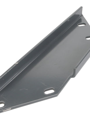 The AGCO | BRACKET - D28480866 is a triangular metal bracket featuring four holes for bolts or screws, making it an ideal choice for a variety of construction projects. Brought to you by the trusted brand AGCO, this bracket ensures durability and reliability.