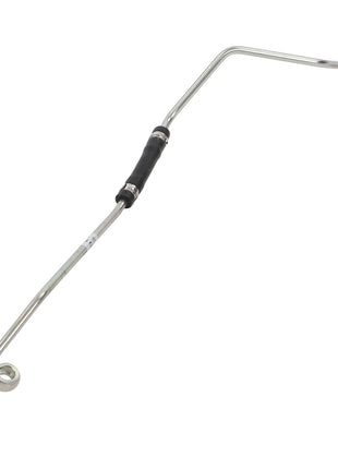 Product Description: The AGCO Pipe - Acw291343A from the AGCO brand features a rubber bushing and mounting holes at each end, showcased against a white background.