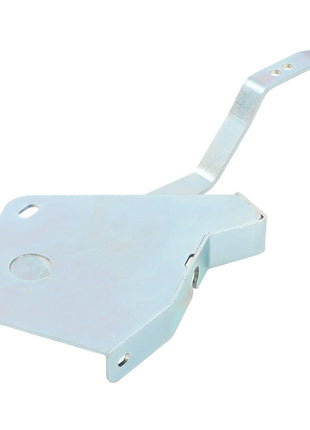 The AGCO Lever - Acp0666310 is a metallic bracket with a short base extending into an angled arm, featuring several holes for mounting or attachment purposes. This practical hardware component from AGCO offers reliable stability and ease of installation.