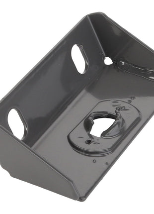 Introducing the AGCO | Bracket - Acw0751800, a metal bracket with a rectangular base featuring two circular holes on the sides and an irregularly shaped hole in the center. Currently, there is no additional product description information available.