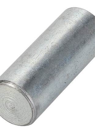 The AGCO | PIN - AL5016205, a sleek cylindrical metal dowel with a smooth surface, is shown at a slight angle against a pristine white background, exemplifying precision and simplicity.