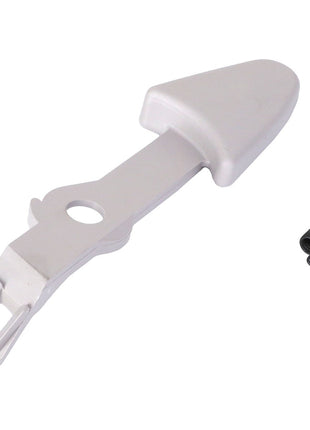 A product image showcasing AGCO | Lever - F312500031310, featuring a silver metal hook and a small, black coiled spring against a white background. No current product description available.