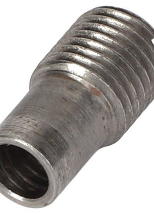 Close-up of the AGCO | VALVE CHECK - CR273, a metallic threaded insert featuring a cavity with visible threading on one end, meticulously designed for securing bolts or screws in various materials. No current product description information is available.