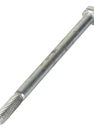 The AGCO | HEXAGONAL HEAD BOLT - AG704467 is a sturdy metal bolt with a hexagonal head and threaded end, extending seamlessly along the shaft.