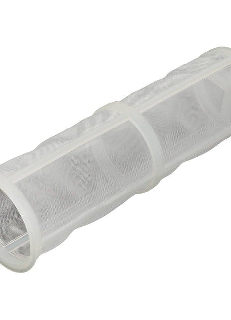 Introducing the AGCO | STRAINER - V31083500, a sleek white cylindrical mesh filter with a durable plastic frame.