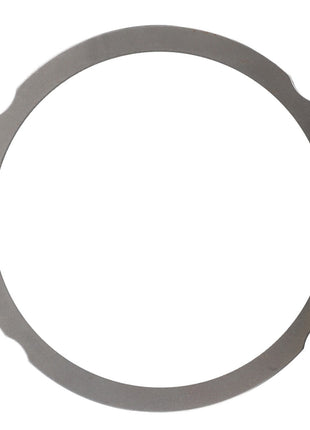 A thin, round AGCO Compensating Ring - F205200210160 with a smooth metal surface and small notches evenly spaced around its circumference, positioned against a white background. No current product description available.