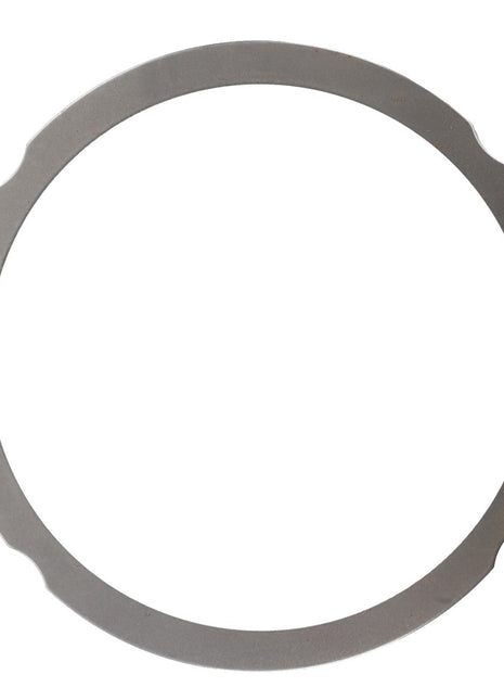 A thin, round AGCO Compensating Ring - F205200210160 with a smooth metal surface and small notches evenly spaced around its circumference, positioned against a white background. No current product description available.