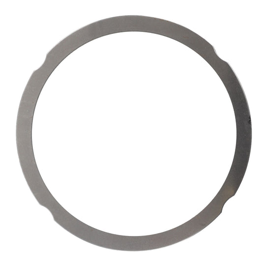A thin, round AGCO Compensating Ring - F205200210160 with a smooth metal surface and small notches evenly spaced around its circumference, positioned against a white background. No current product description available.