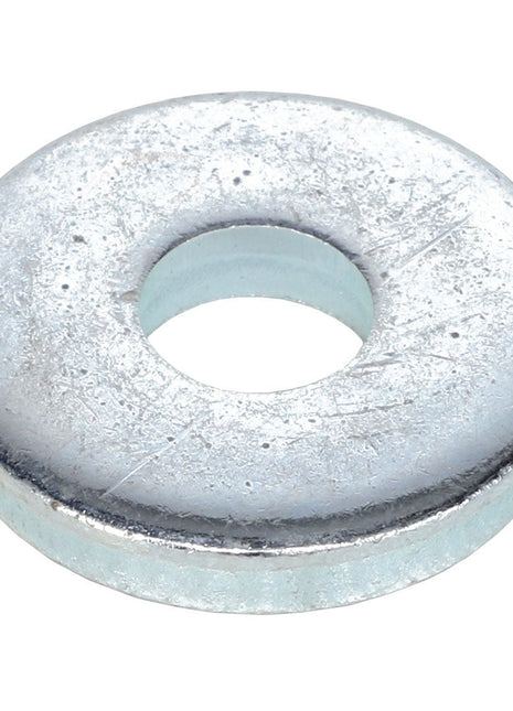 A close-up image of the AGCO | WASHER - AL5013924, a silver metal washer with a central hole, typically used in mechanical assemblies to distribute the load of a threaded fastener.