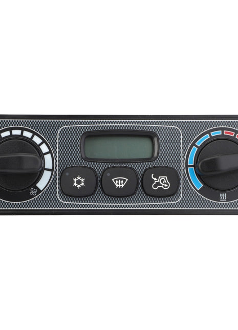 The AGCO | Control Box - Acw214632C features a control panel with two dials: the left dial allows you to adjust fan speed and settings, while the right dial is dedicated to temperature adjustments. Central buttons facilitate functions like AC and defrost. Further product description details are currently not available.