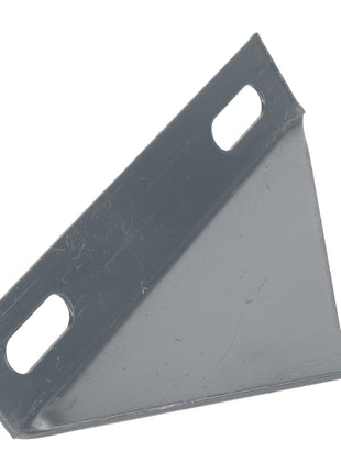 AGCO | BRACKET - D28780870, a gray metal bracket featuring two rectangular holes and a triangular support, currently has no available product description information.