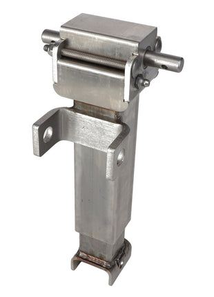 The AGCO | Jack - Acw4915610 is a metal hinge assembly with a rectangular base, featuring a cylindrical rod and mounting brackets, and a hinge mechanism at the top.