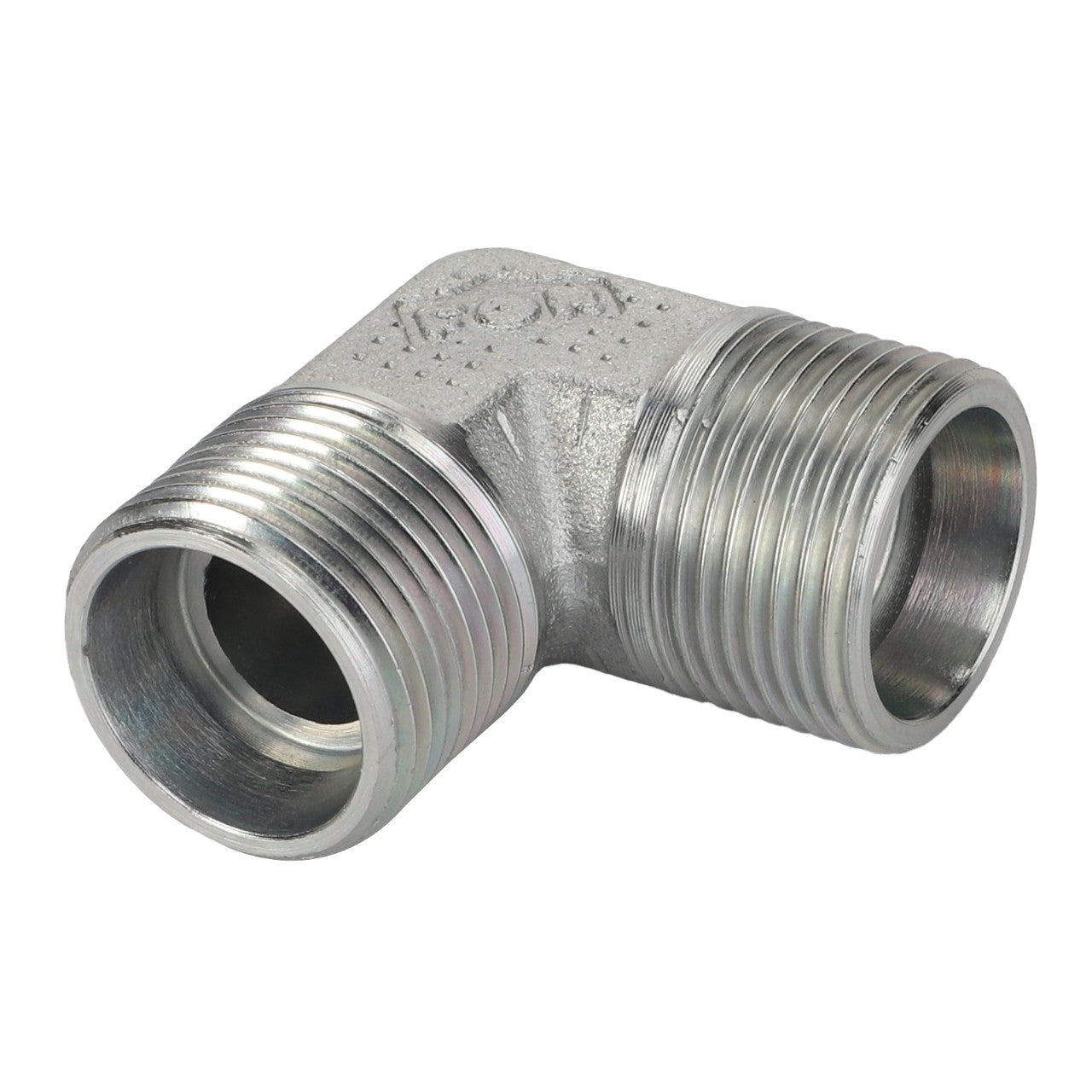 The AGCO | Elbow Union - Acw1676610 is a durable metallic right-angle pipe fitting with precisely threaded ends.