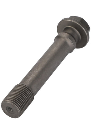 A close-up view of the AGCO Hex Waisted Bolt - Acp0359290 reveals a metallic bolt featuring a smooth cylindrical shaft and threaded ends, with a flanged head at one end. No additional product description is currently available.