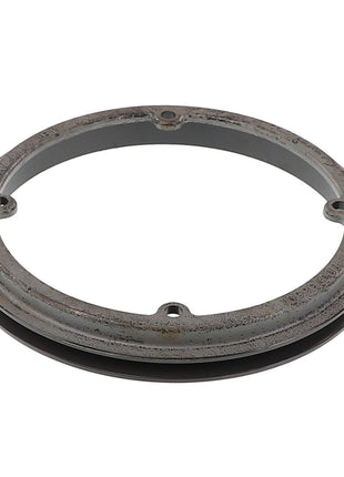 The AGCO Sheave - Acx2477030, a metal ring gasket designed with four bolt holes, has an outer surface that appears weathered and a smooth inner surface. No current product description information is available.