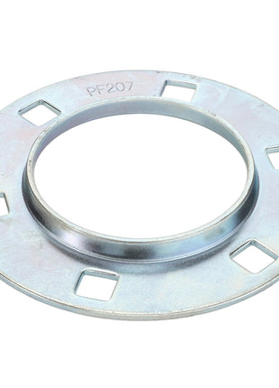 A metal flanged washer with square cutouts and a circular center hole, marked with "PF207" on the surface. No current product description information is available. Product identified as AGCO | BEARING CARRIER - ACY1522060 by the brand AGCO.