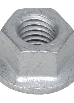 A hexagonal metal nut with internal threading and a flat circular base, specifically the AGCO | Hex Nut - Acw1027150 by AGCO.