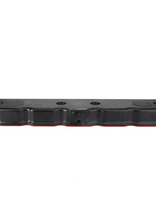 AGCO automotive valve cover in black, featuring a red gasket and multiple bolt or spark plug access holes on top, compatible with Massey Ferguson models. Product Name: AGCO | Cover - 4224603M1.