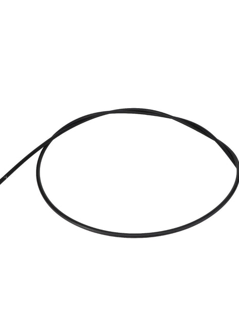 The AGCO | CONTROL CABLE - AL5020948 is a black, flexible cable with metal connectors at both ends, coiled into a loose circle and isolated on a white background.