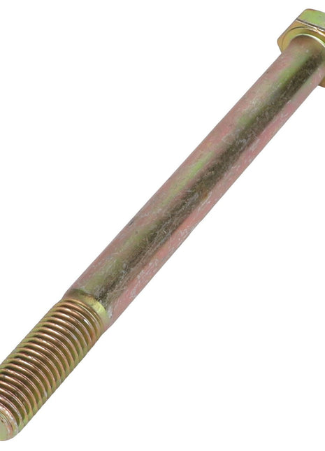 A close-up image of the AGCO | HEXAGONAL HEAD BOLT - AG553646, featuring threading on one end and a hexagonal head on the other end.