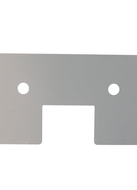 The AGCO | Scraper - Acx0080300 by AGCO is a rectangular metal plate with two small circular holes near the top corners and a U-shaped cutout at the bottom center.