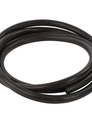 The AGCO | HOSE - D44704201 is a coiled black rubber hose with a hollow interior, arranged in a loose circular shape.