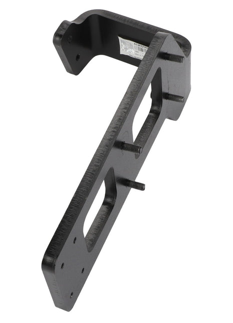 Introducing the AGCO | Support - Acw2290830, a black metal bracket featuring multiple cutouts and protruding threaded bolts, specifically designed for mounting or supporting purposes. Brought to you by the trusted brand AGCO.