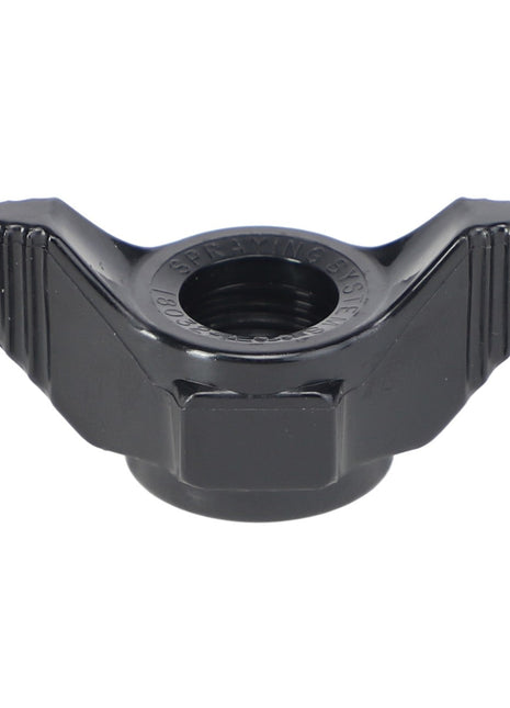 A black metal wing nut with ridged wings and a threaded central hole, identified as AGCO | CAP - AG006606 by the brand AGCO. For ordering or any assistance, please contact our Support Team.