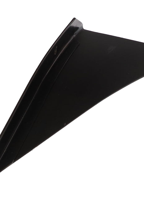 A black, triangular plastic object with a smooth surface and a small slot near one edge sits before you. This sleek item is the AGCO Right Hand Deflector, model D49060064.