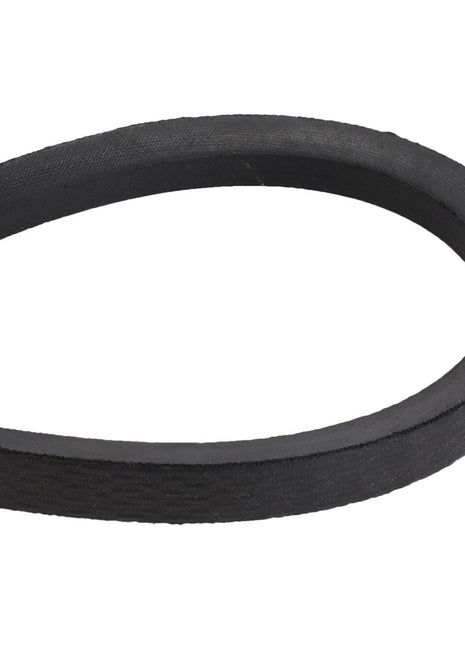 Close-up of the AGCO V BELT - D41963800, a black rubber V-belt looped over itself, showcasing its durable construction. However, specific features or specifications for this product are not currently provided.