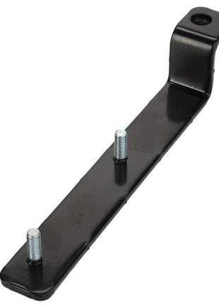 The product description details the AGCO Bracket, Right Hand - Acw2825770, featuring a black metal construction with two bolts extending along its length and a hole at one end. Further information is currently unavailable.