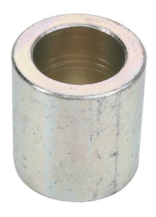 The AGCO BUSH - D28740881, a cylindrical metal spacer with a hollow center, is meticulously crafted for seamless integration in mechanical assemblies.