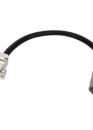 Introducing the AGCO Adapter - Acp0000920: a sleek, black coiled computer cable featuring an RS232 connector on one end and a gray automotive connector on the other, ideal for seamless data transfer and reliable performance.