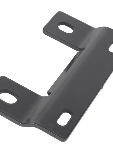 The AGCO Bracket - Acw3394100 is a black metal bracket featuring four rectangular holes, with two on each side, designed for mounting or securing objects. No current product description information available.