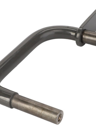 No current product description available for the AGCO | Axle - Fel15252109, a metallic double-pronged support bracket with a right-angled design and mounting holes on one side.