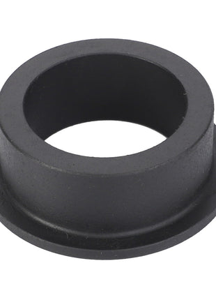 Close-up of the AGCO Bush, Cleaning Drive Arm - D28430221, a black rubber grommet with a cylindrical shape, an inner hole, and a flanged edge, ensuring peak efficiency and maximum uptime when used with AGCO Parts Genuine products.