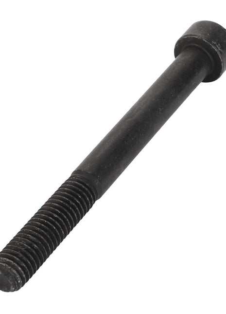 A close-up of an AGCO Socket Head Setscrew - Acw1824780, featuring intricate threading on the lower half and a sleek, smooth cylindrical shank on the upper half.