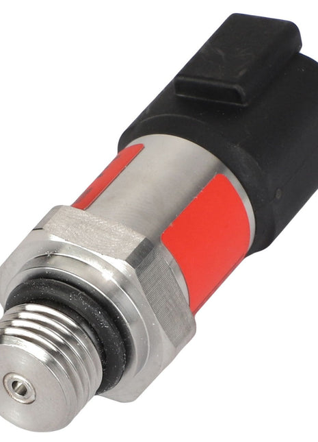 The AGCO | Transducer - Acx003535A is a versatile metal and plastic pressure sensor featuring a threaded connection and an electrical connector, designed for reliable performance in a range of applications.