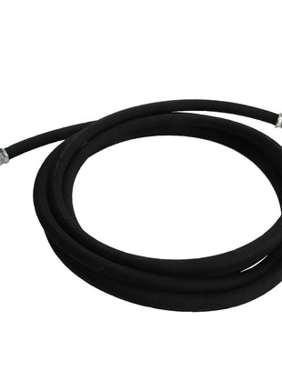 Currently, there is no detailed product description available, but the AGCO Bulk Hose - Acw1884150 comes as a coiled black hydraulic hose equipped with metal fittings on both ends.