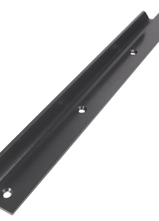 The AGCO Angle, Left Hand - Acx2433260 black metal bracket, featuring four evenly spaced holes, is designed for mounting or supporting structures. No current product description information is available.