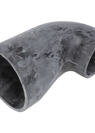 The AGCO ELBOW - AG520758 is a rugged metal pipe elbow with a precise 90-degree bend, featuring a rough, brushed surface finish.