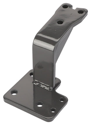 The AGCO Bracket - Acw029339B is a black metal bracket featuring a right-angle design with multiple holes in its base and top.