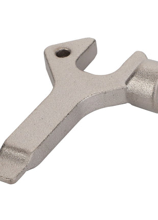 The AGCO Tool - Acw1091020 is a metal tool featuring a flat extension on one end and a socket on the other, with a central hole for hanging. No current product description information is available.