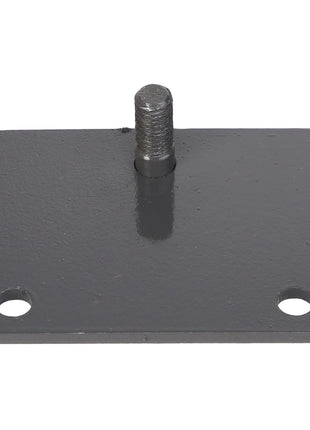 AGCO | Bracket Kit - Acx2796100: A rectangular black metal plate with two bolt holes at the bottom corners and a central threaded post extending upwards.