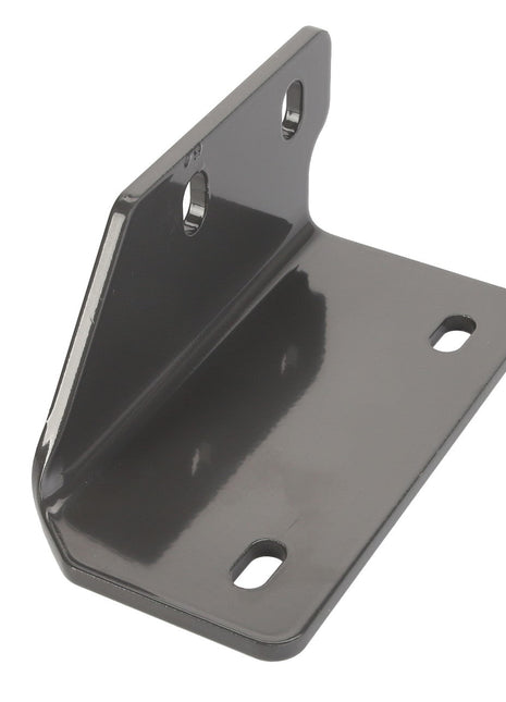 The AGCO Spacer - Acw1907450 is a metal bracket that features a right-angle design with four mounting holes—two circular on one side and two elongated on the adjoining side.