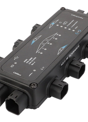 The AGCO | Module - Acw1481230 by AGCO is a black electronic device featuring multiple ports and labeled indicators, designed for network or communication connections. Currently, detailed product description information is not available.