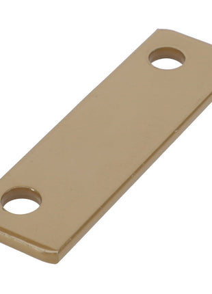 The AGCO Shim - Acw0634820 is a rectangular tan metal plate featuring two holes near its ends.