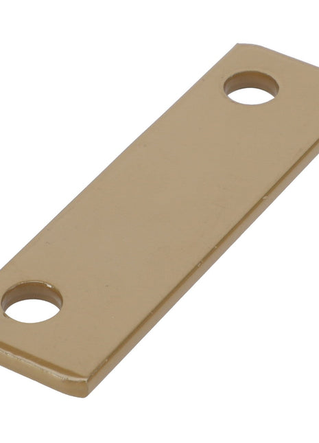 The AGCO Shim - Acw0634820 is a rectangular tan metal plate featuring two holes near its ends.
